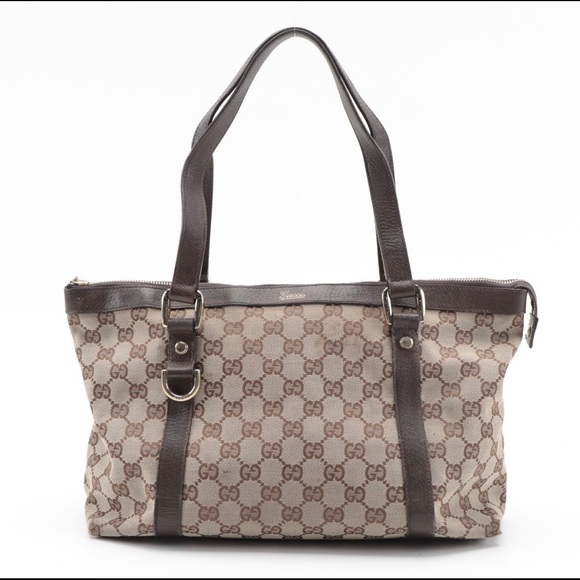 Small Brown Gucci Abby Tote in GG Supreme Canvas - Picture 2 of 16